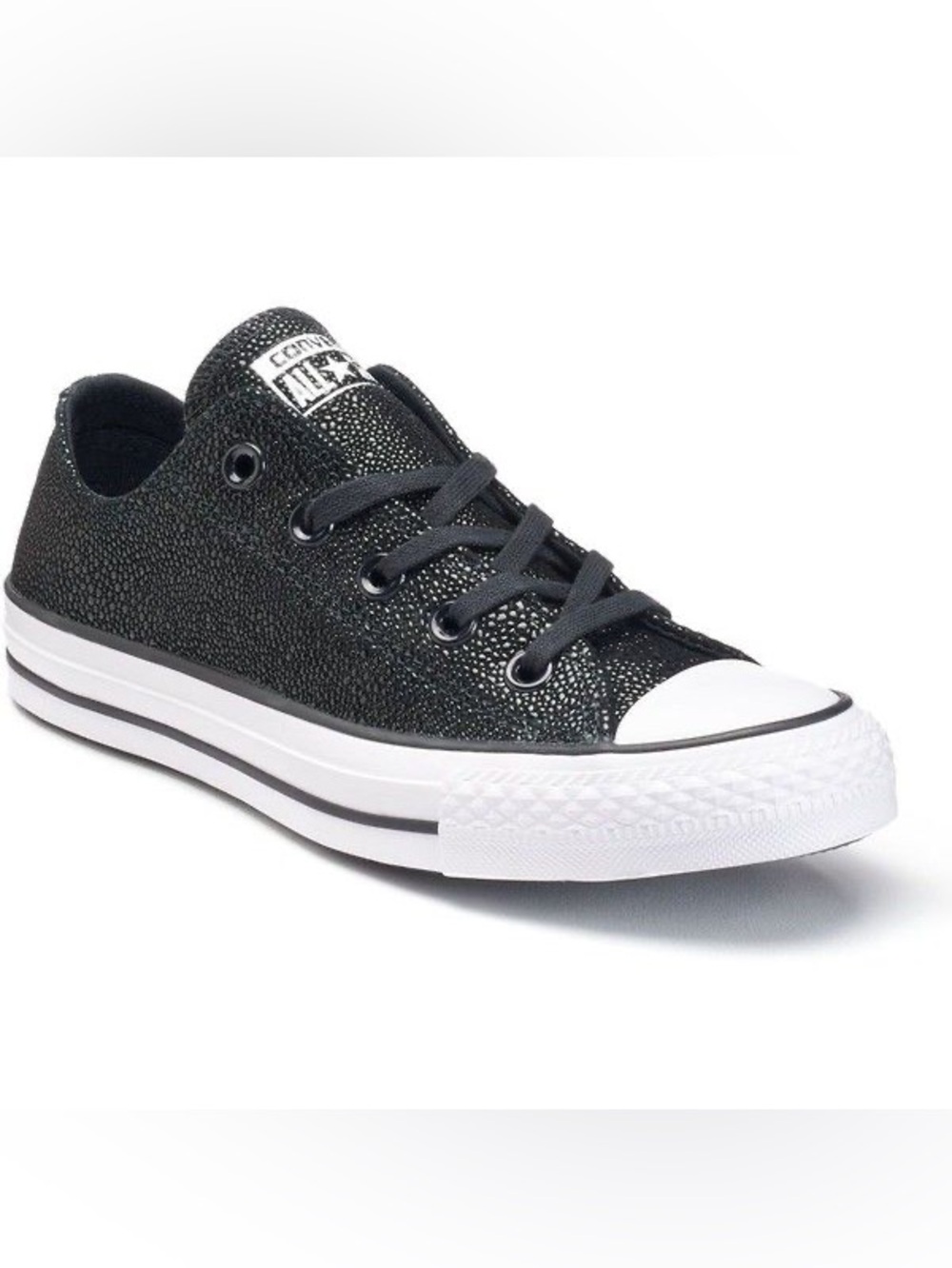 Women’s CONVERSE All Star black pebbled leather sneakers- Size 8